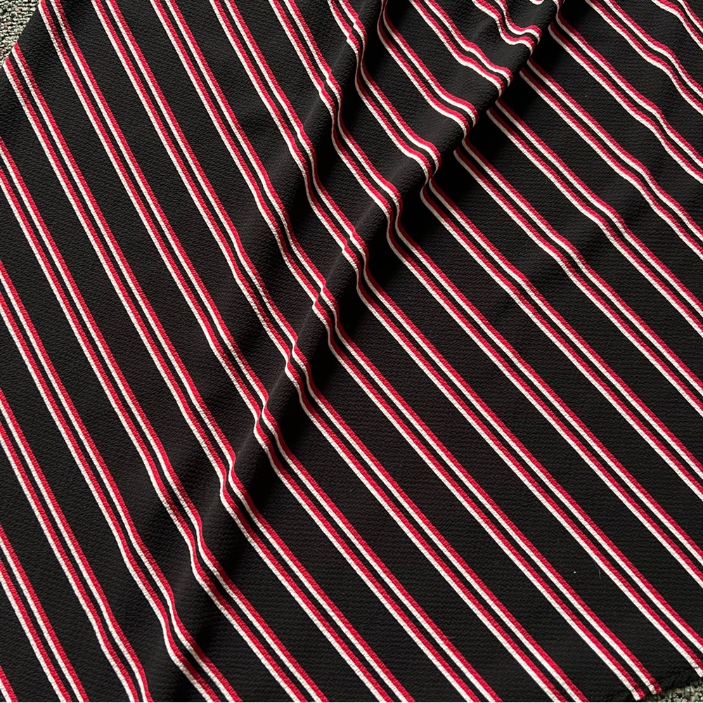 H&M Red & Black Stripe Midi Knee-Length Modest Handkerchief Asymmetrical Skirt M - Picture 14 of 16
